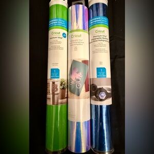 New Bundle of 3 Cricut Vinyl Rolls: Blue Holographic Bubbles, Opal, Lime Green
